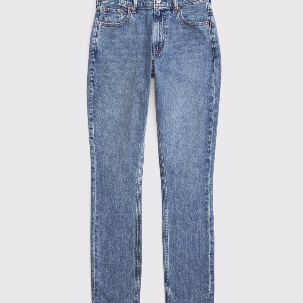 Abercrombie & Fitch Women's Straight Leg Blue Jeans with slits